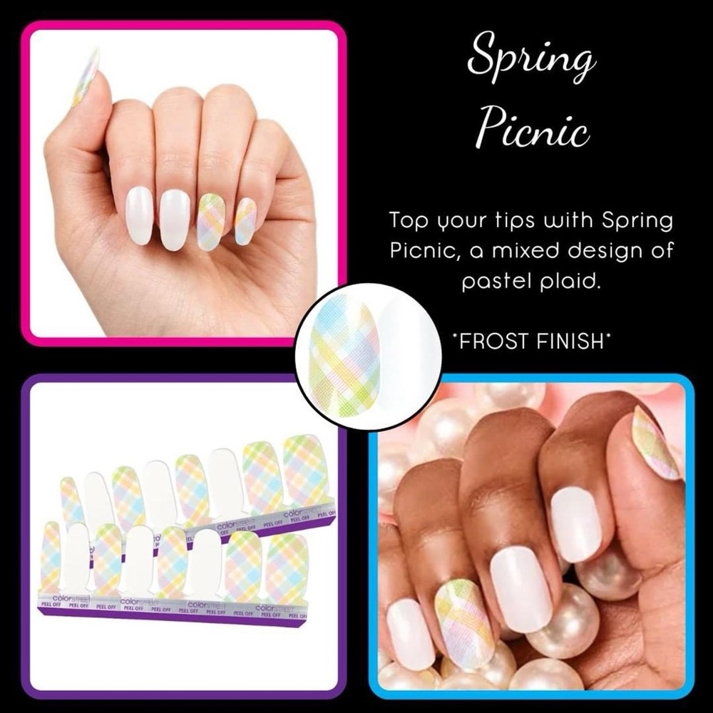 Color Street “Spring Picnic” Pastel Plaid Nail Wraps